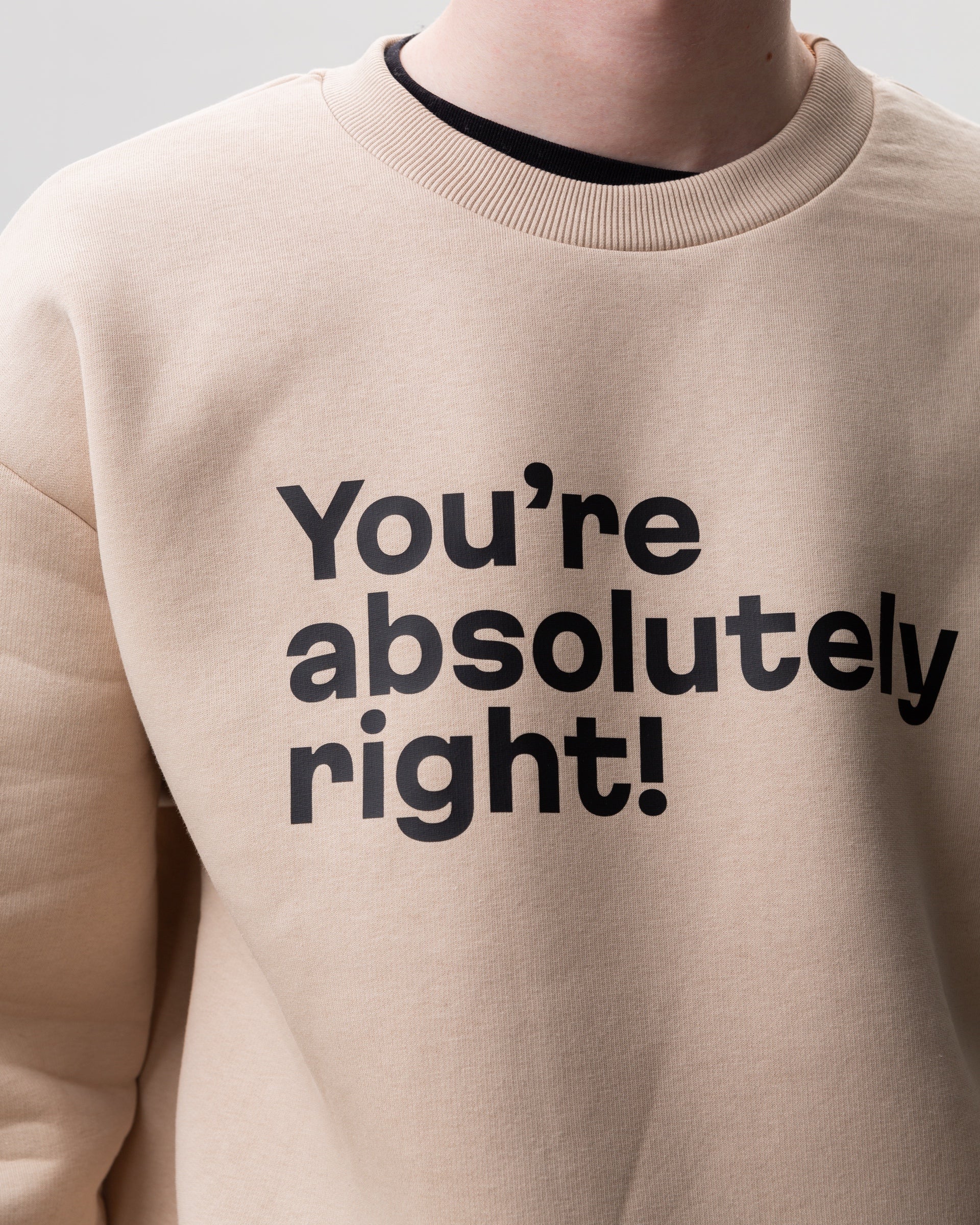 Beige sweatshirt “You are absolutely right!”