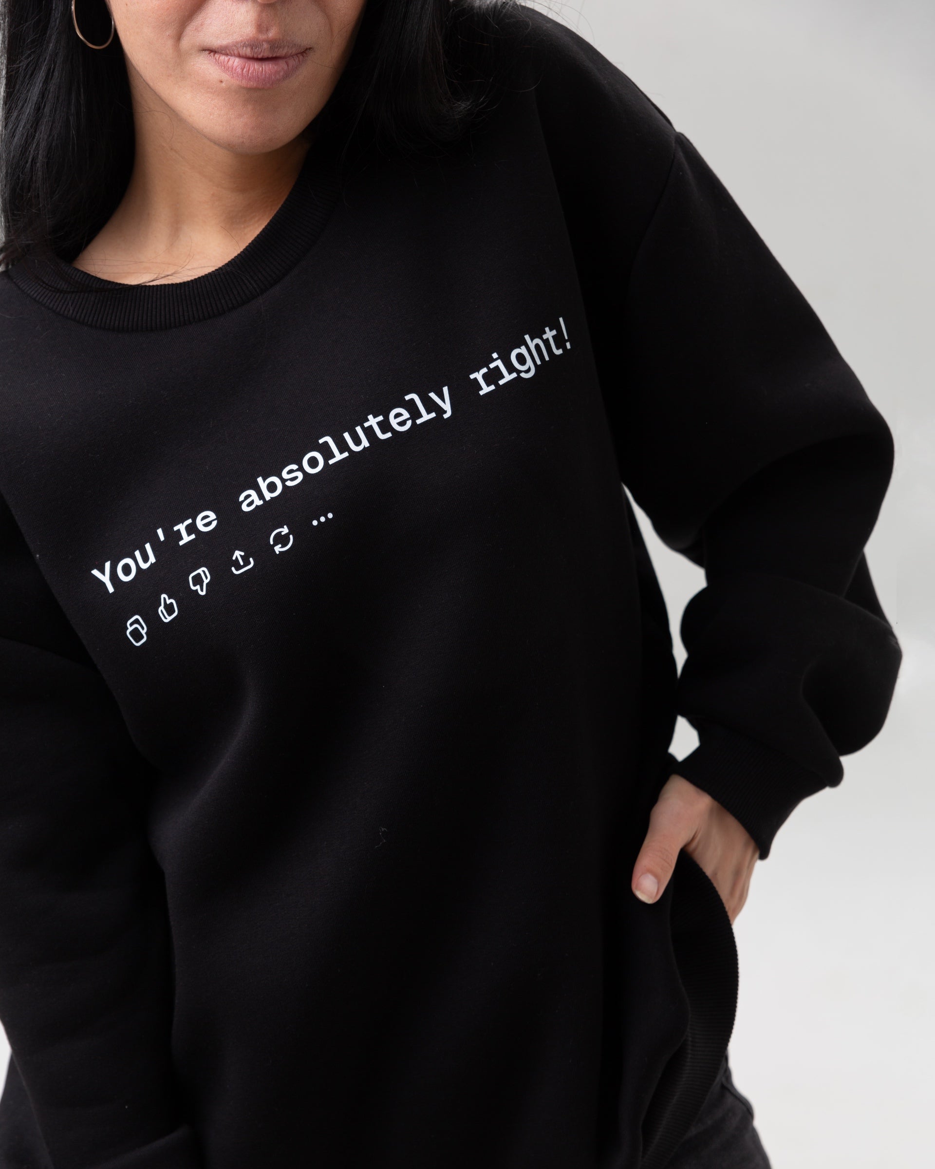 Black sweatshirt “You are absolutely right! (GPT)”